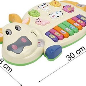 Plastic Cow Musical Piano with 3 Modes Animal Sounds, Flashing Lights & Wonderful Music, Multicolor