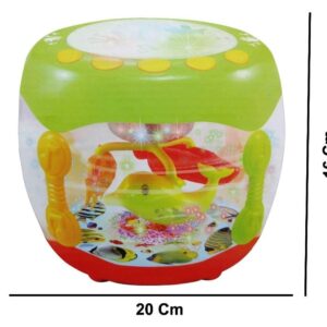 Flash Musical Drum with 3D Rotating Lights, Dynamic Sound and English Learner Toy for Kids (Multicolor)