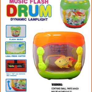 Flash Musical Drum with 3D Rotating Lights, Dynamic Sound and English Learner Toy for Kids (Multicolor)