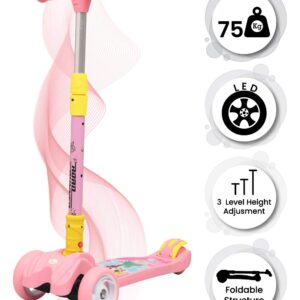 Super Scooty for Kids 3 Wheel Smart Kick Scooter with Foldable Height Adjustable Handle Leg Runner Extra Wide LED PU Wheels & Brake for Boys Girls Age 3-10 Years Made in India (Green)